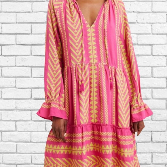 Vibrant Pink and Yellow Patterned Dress